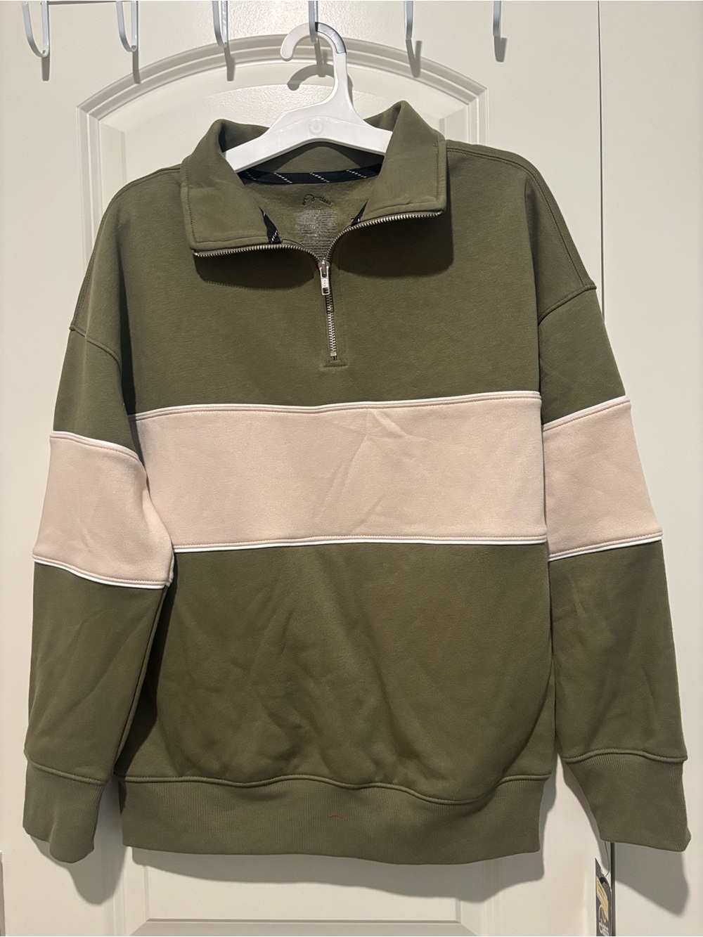 art class Olive Green and Cream Half-Zip Pullover Sweatshirt